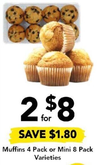 Drakes Muffins 4 Pack or Mini 8 Pack Varieties offer