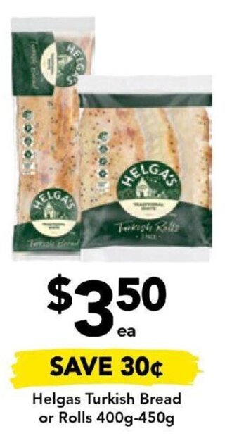 Helgas Turkish Bread or Rolls 400g-450g