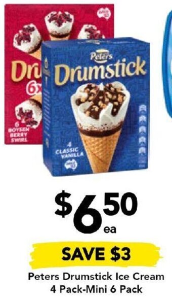 Drakes Peters Drumstick Ice Cream 4 Pack-Mini 6 Pack offer