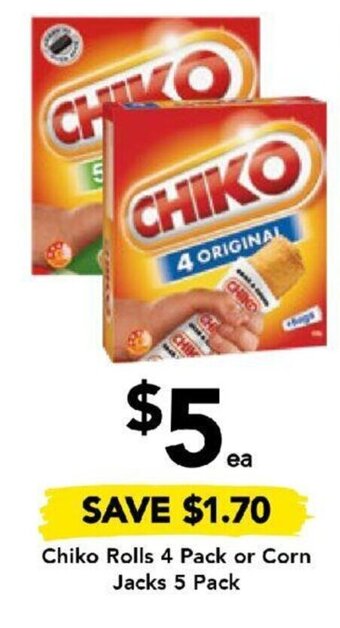 Drakes Chiko Rolls 4 Pack or Corn Jacks 5 Pack offer