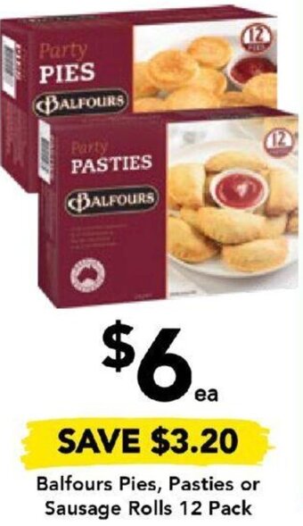 Drakes Balfours Pies, Pasties or Sausage Rolls 12 Pack offer