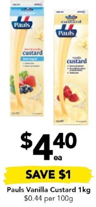 Drakes Pauls Vanilla Custard 1kg offer