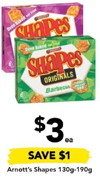 Drakes Arnott's Shapes 130g-190g offer