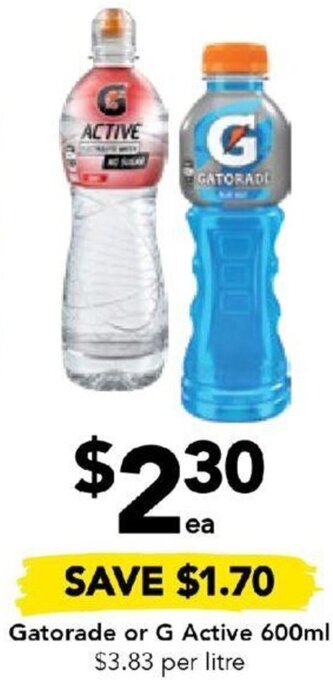 Drakes Gatorade or G Active 600ml offer