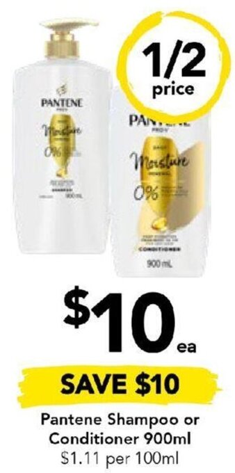 Drakes Pantene Shampoo or Conditioner 900ml offer