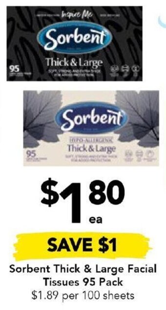 Drakes Sorbent Thick & Large Facial Tissues 95 Pack offer