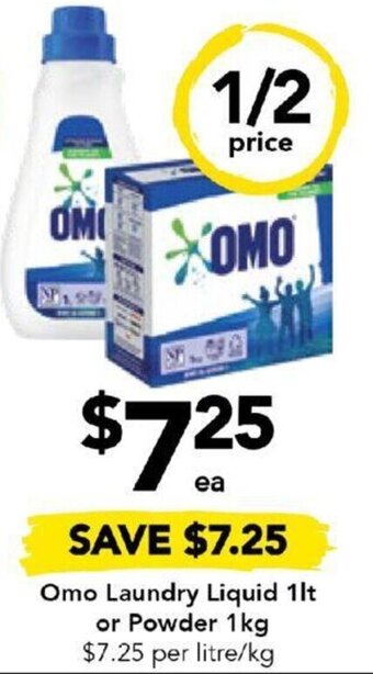Drakes Omo Laundry Liquid 1lt or Powder 1kg offer