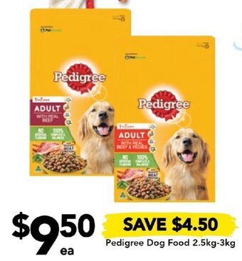 Drakes Pedigree Dog Food 2.5kg-3kg offer