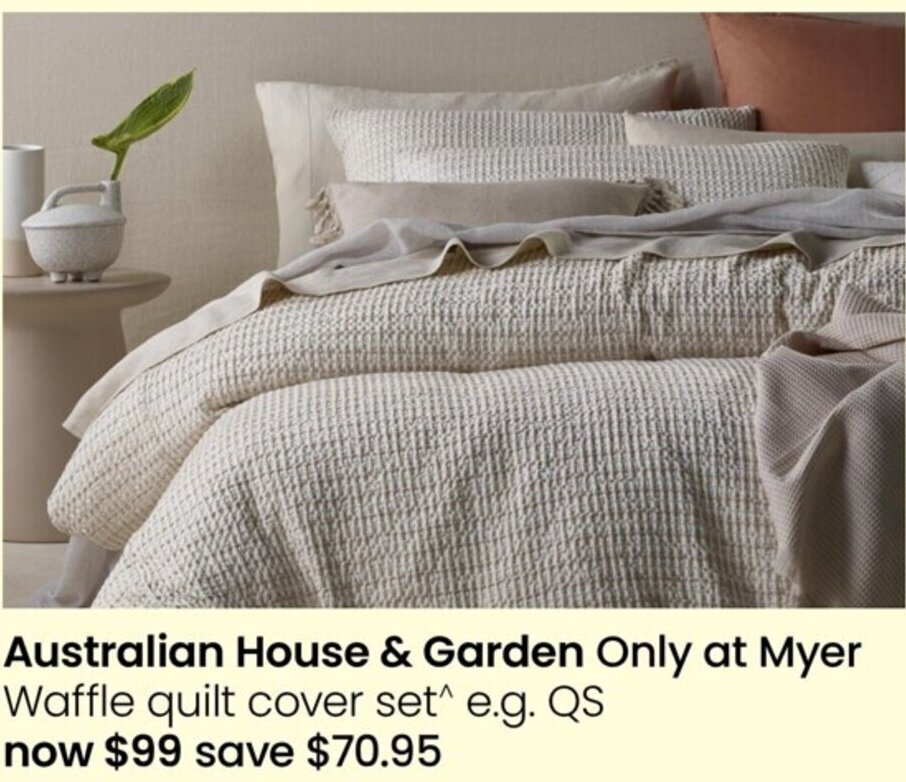 Australian House & Garden Only at Myer Waffle quilt cover set^ e.g. QS