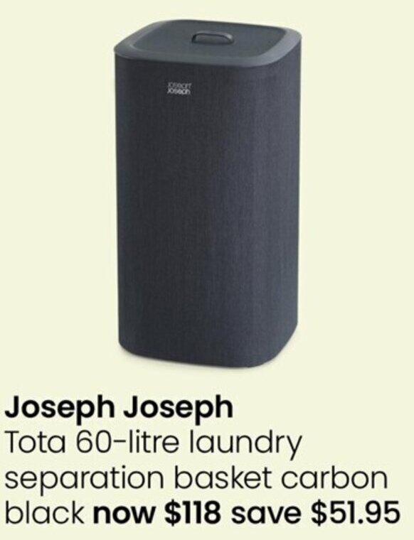 Joseph Joseph Tota 60litre laundry separation basket carbon black