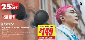 The Good Guys SONY Truly Wireless Noise Cancelling Earbuds offer