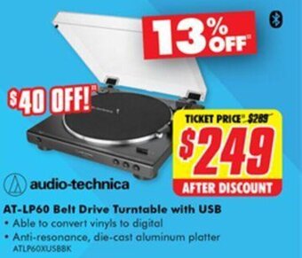 The Good Guys audio-technica AT-LP60 Belt Drive Turntable with USB offer