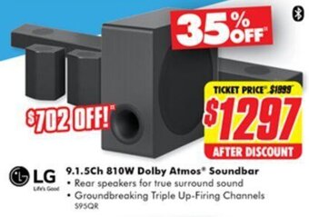 The Good Guys LG 9.1.5Ch 810W Dolby Atmos Soundbar offer