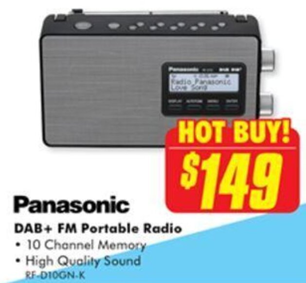 Panasonic DAB+ FM Portable Radio offer at The Good Guys
