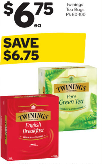 Woolworths Twinings Tea Bags Pk 80-100 offer