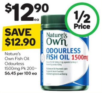 Woolworths Nature's Own Fish Oil Odourless 1500mg Pk 200- offer