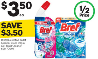 Woolworths Bref Blue Active Toilet Cleaner Block 50g or Gel Toilet Cleaner 600-700ml offer