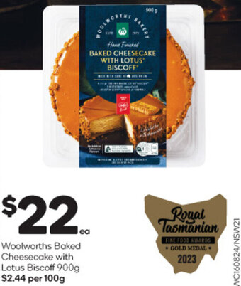 Woolworths Woolworths Baked Cheesecake with Lotus Biscoff 900g offer