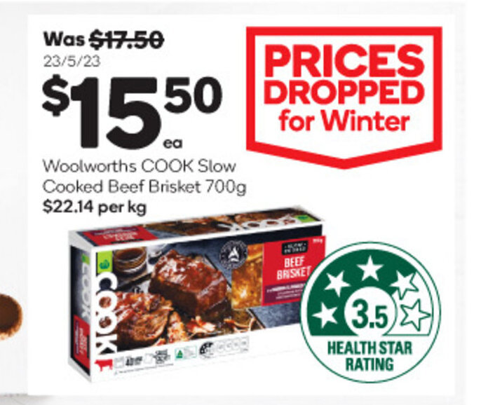 Woolworths COOK Slow Cooked Beef Brisket 700g offer at Woolworths