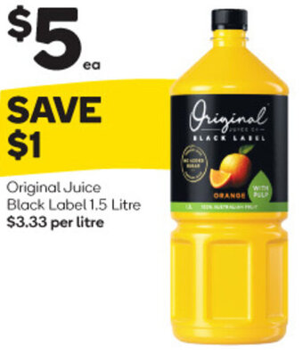 Woolworths Original Juice Black Label 1.5 Litre offer