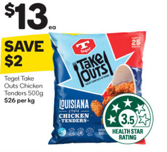 Woolworths Tegel Take Outs Chicken Tenders 500g offer