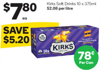 Woolworths Kirks Soft Drinks 10 x 375ml offer