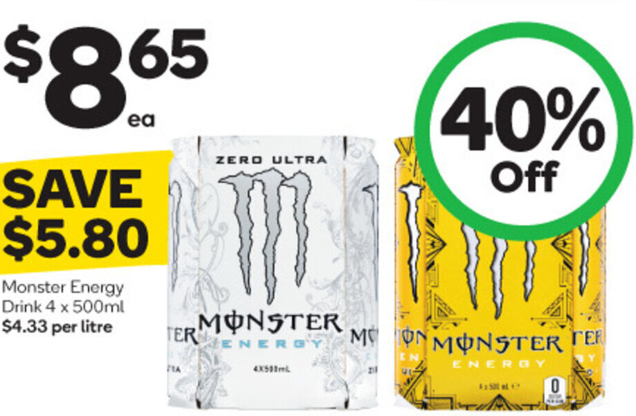Monster Energy Drink 4 x 500ml offer at Woolworths