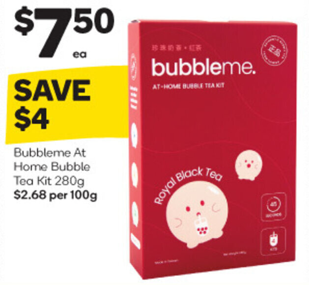 Bubbleme At Home Bubble Tea Kit 280g offer at Woolworths