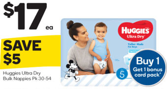 Woolworths Huggies Ultra Dry Bulk Nappies Pk 30-54 offer