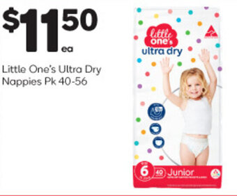 Woolworths Little One's Ultra Dry Nappies Pk 40-56 offer