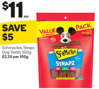 Woolworths Schmackos Strapz Dog Treats 500g offer