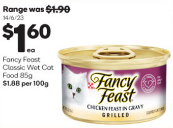 Woolworths Fancy Feast Classic Wet Cat Food 85g offer