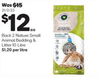 Back 2 Nature Small Animal Bedding & Litter 10 Litre