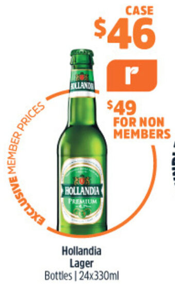 Woolworths Hollandia Lager Bottles | 24x330ml offer