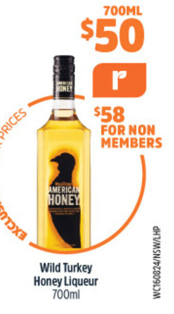 Woolworths Wild Turkey Honey Liqueur 700ml offer