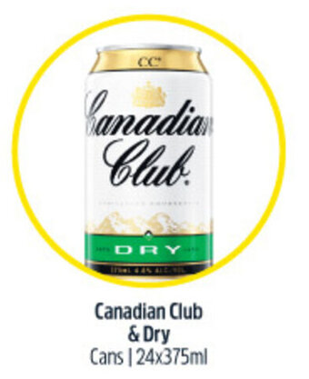 Woolworths Canadian Club & Dry Cans | 24x375ml offer