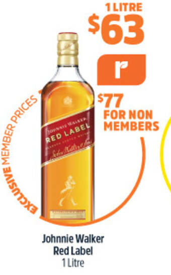 Woolworths Johnnie Walker Red Label 1 Litre offer