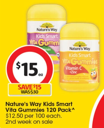 Coles Nature's Way Kids Smart Vita Gummies 120 Pack^ offer