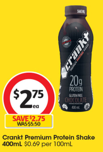 Coles Crankt Premium Protein Shake 400mL offer