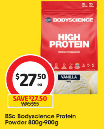 Coles BSc Bodyscience Protein Powder 800g-900g offer