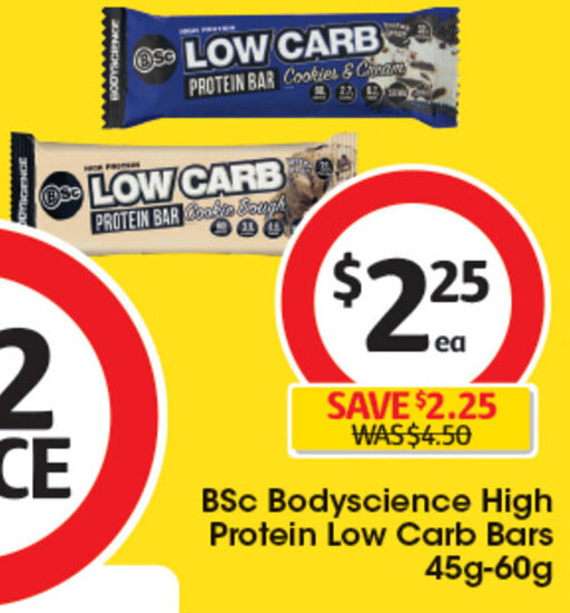 BSc Bodyscience High Protein Low Carb Bars 45g60g offer at Coles