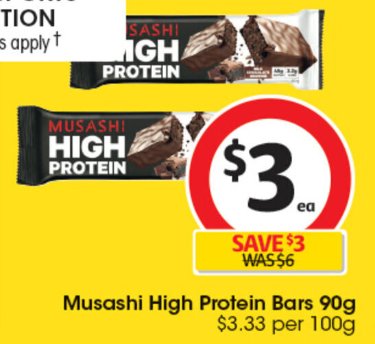 Musashi High Protein Bars 90g offer at Coles