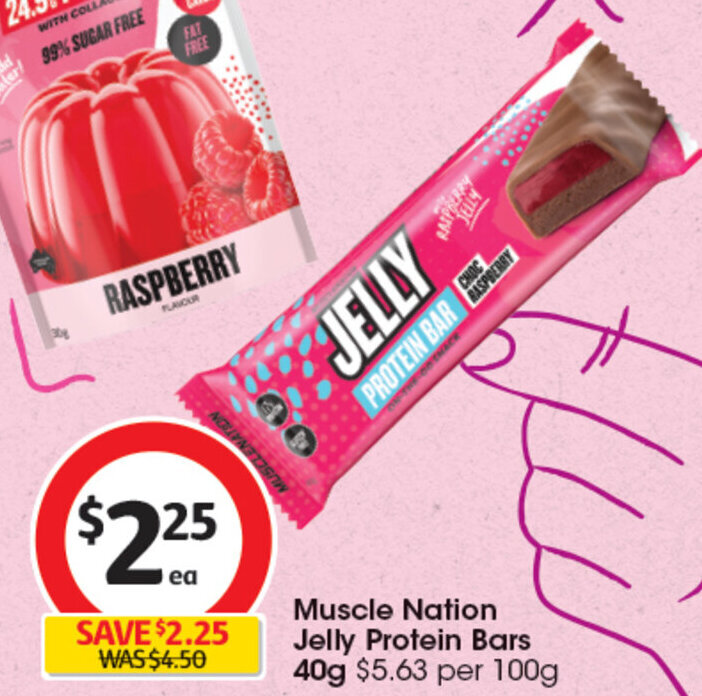 Muscle Nation Jelly Protein Bars 40g offer at Coles