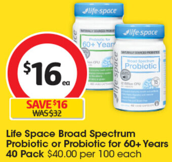 Coles Life Space Broad Spectrum Probiotic or Probiotic for 60+ Years 40 Pack offer