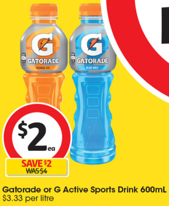 Gatorade or G Active Sports Drink 600mL