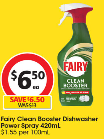 Coles Fairy Clean Booster Dishwasher Power Spray 420mL offer