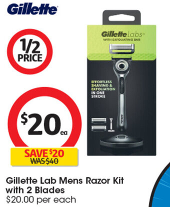 Coles Gillette Lab Mens Razor Kit with 2 Blades offer