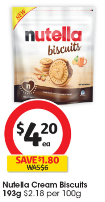 Coles Nutella Cream Biscuits 193g offer