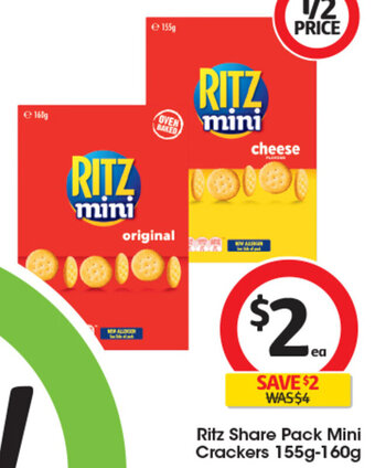 Coles Ritz Share Pack Mini Crackers 155g-160g offer
