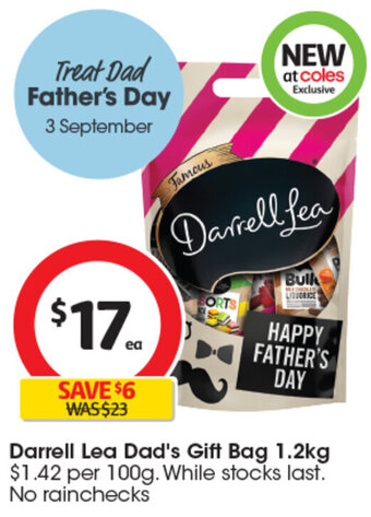 Coles Darrell Lea Dad's Gift Bag 1.2kg offer